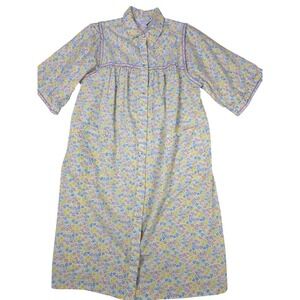 Medium Ditsy Floral Pearl Snap House Coat Vintage Muumuu Carriage Court‎ Pockets